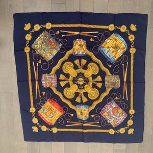HERMES Les Tambours 100% Silk Scarf + Box